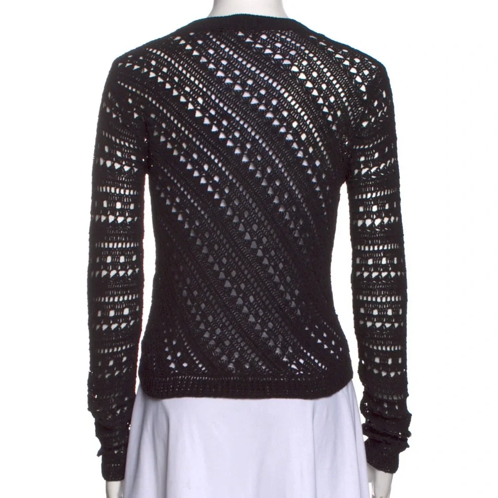 NWOT Theory Crewneck Eyelet Trim Sweater Slim fit in Black Size Petite - Picture 3 of 3